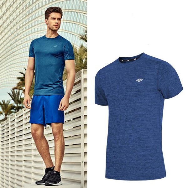 4F - Herren Sport T-Shirt - blau melange