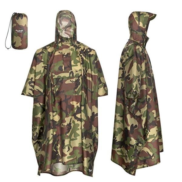 AWHA Regenponcho Unisex – der extra Lange Regenschutz mit Reißverschluss und Brusttasche