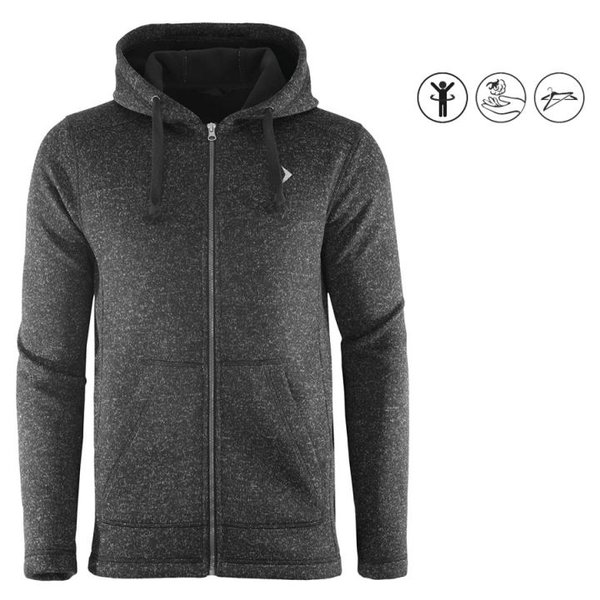 Warmy Kangaroo Casual - dicker Strick Hoodie für Herren - schwarz melange