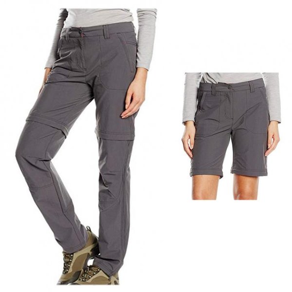 SALEWA Damen FANES VALPAR DRY 2/1 REG Hose T-Zip Off Shorts, grau, 40/L