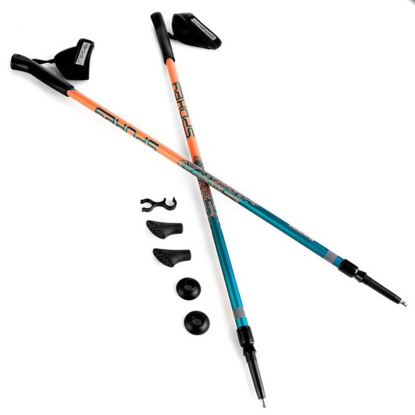 Spokey - Meadow Nordic Walking Stöcke - Antishock, blau orange