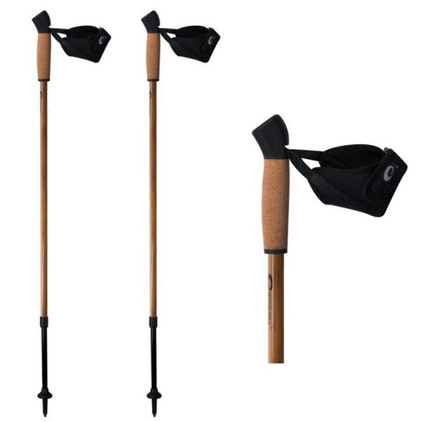 Spokey - WOOD Nordic Walking Stöcke Wanderstöcke Teleskopstöcke mit Dämpfung - braun