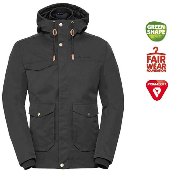 VAUDE Herren Manukau Jacke, Winterjacke, warm, winddicht, wasserdicht, Primaloft, schwarz, 50 M