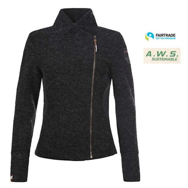Torstai Damen Venice Midlayer Woll Fleecejacke, schwarz