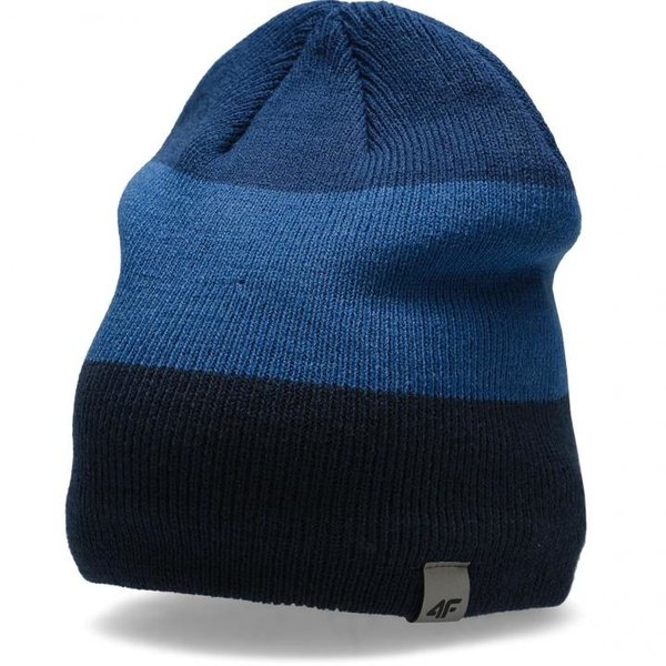 4F - Herren Woll Mütze Strickmütze - navy blau