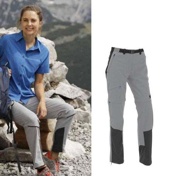 Maul - Oakville II - Damen Zip-Off Wanderhose 2019 Shorts mit Gürtel - schwarz grau
