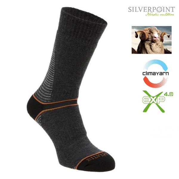 Silverpoint - On The Move Boot Sock - Merino Socken - grau orange