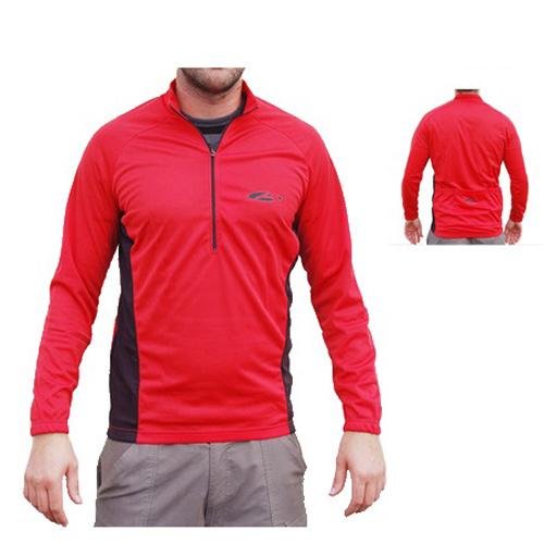 Asender Herren Sport Longshirt Zip Überzieher - rot - S