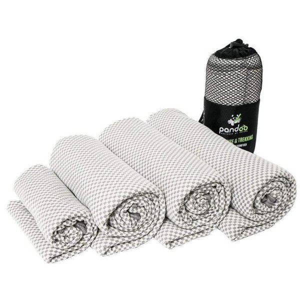 PANDOO - Outdoor Reisehandtuch mit Bambus Aktivkohlefasern - grau M (130x80cm)