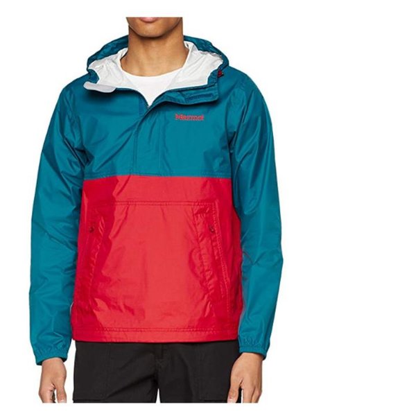 Marmot PreCip Anorak Regenjacke, Herren, wasserdicht, winddicht & atmungsaktiv, rot blau, XL