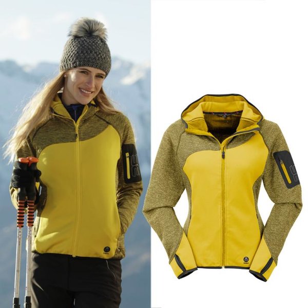 Maul - Sonnighorn Sportjacke - Damen 2nd Layer Hoodie mit Daumenloch - gelb