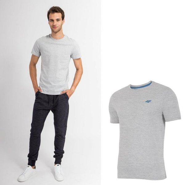 4F - Baumwollshirt - Herren T-Shirt - hellgrau
