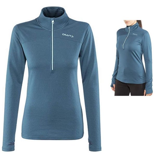 Craft Damen Pin Halfzip W Skirolli - Funktions Longshirt - blau