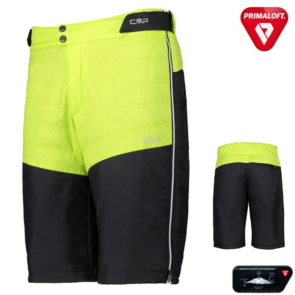 CMP - Herren Primaloft Short Ripstop Shorts Winter Loft Hose, schwarz gelb