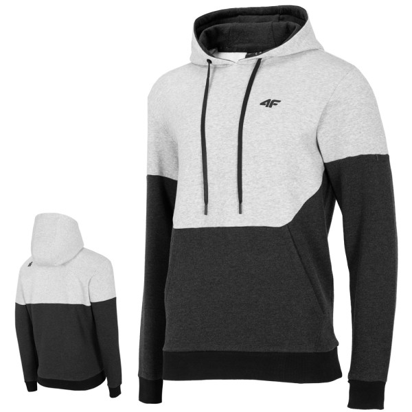 4F - dicker und weicher Herren Hoody, Sweatpullover mit Kapuze grau