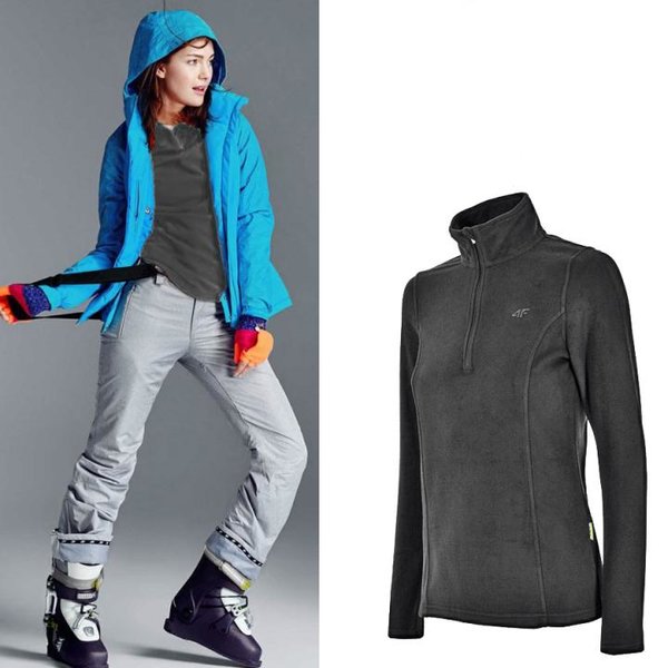 4F - Damen Fleece Langarmshirt - schwarz