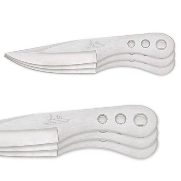 Gil Hibben Throwing Large Triple Set Stainless mit Lederscheide