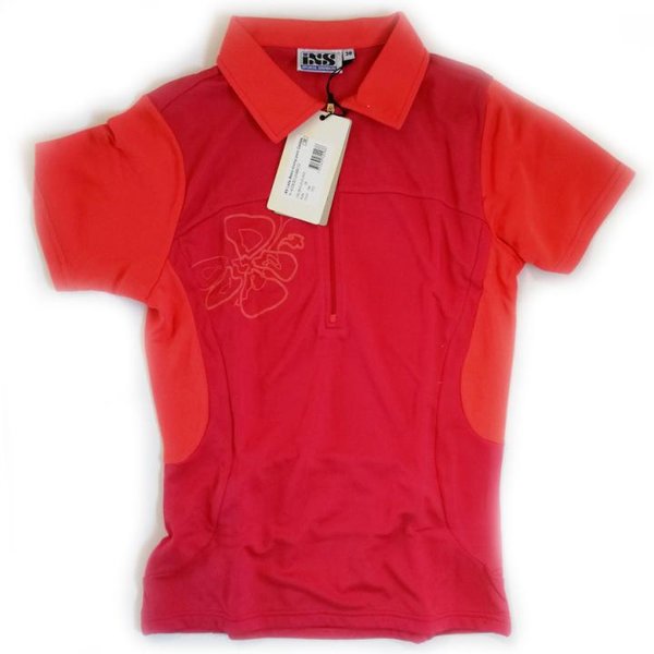 IXS - Damen Sport- Fahrrad Poloshirt - 4way Stretch Sportshirt Caldas - rot