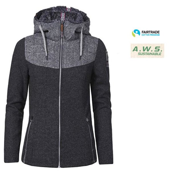 Torstai Damen Mischa Midlayer Fleecejacke Wolljacke, grau