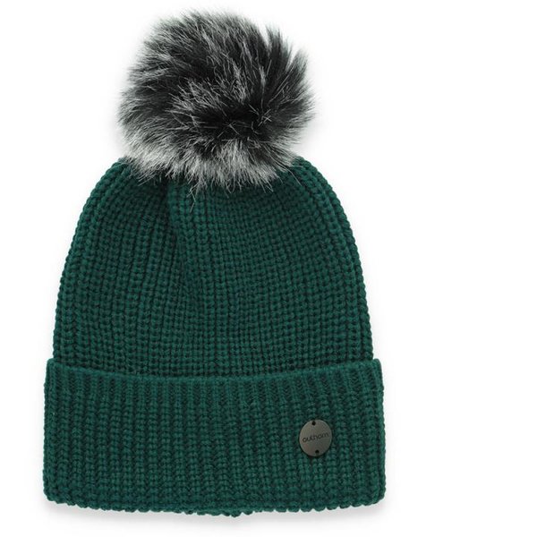 OUTHORN - Damen Strickmütze Wintermütze mit Bommel - grün