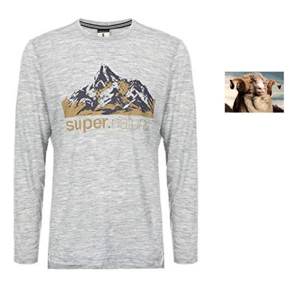super.natural Herren Longshirt M Graphic 140 Merino T-Shirt - grau - M