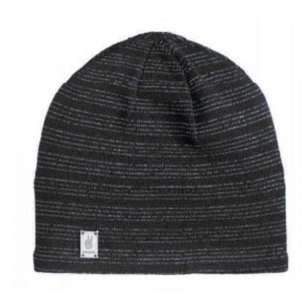Seger - Merino Wolle Mütze - schwarz gestreift