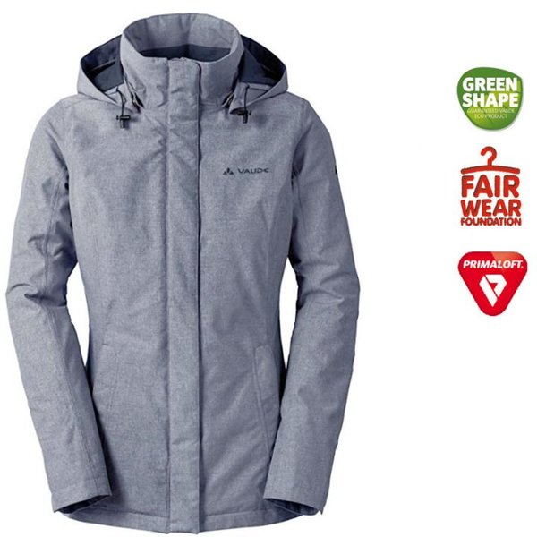 VAUDE Damen Primaloft Outdoorjacke, Regenjacke, grau, 34 XS