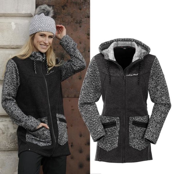 Maul - Kirchsee Mantel - Winter Fleecemantel Damen Thermojacke - grau schwarz