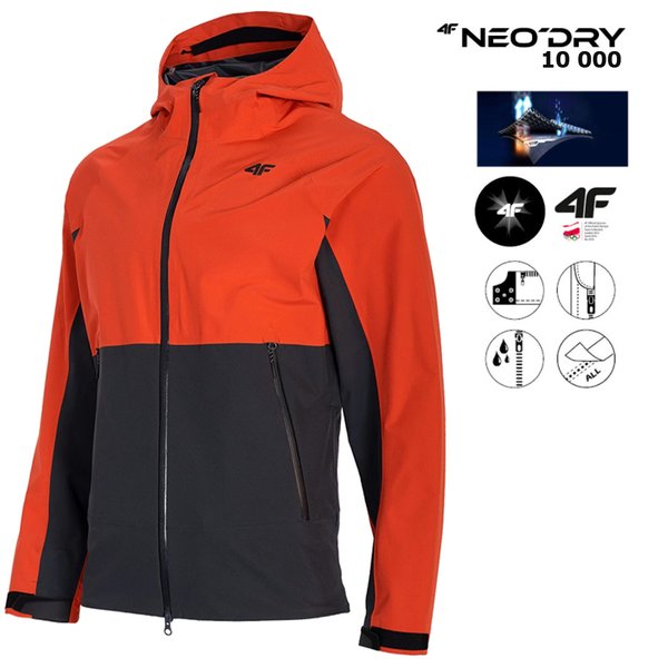 NeoDry 10 000 - Herren 4F Hardshell Regenjacke - rot schwarz