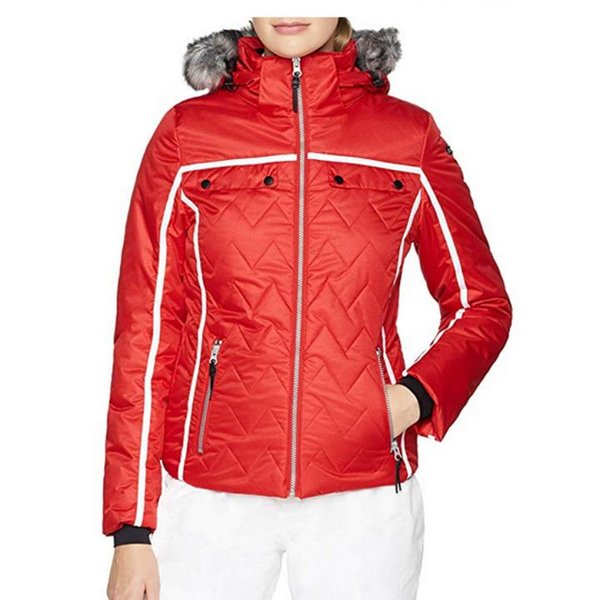 ICEPEAK - Damen wasserdichte Outdoorjacke Winterjacke Skijacke mit abnehmbaren Fell - rot