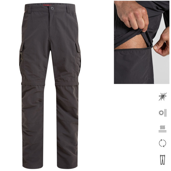 Craghoppers - Herren Conv NosiLife Zip Off II Hose kurz und lang, grau