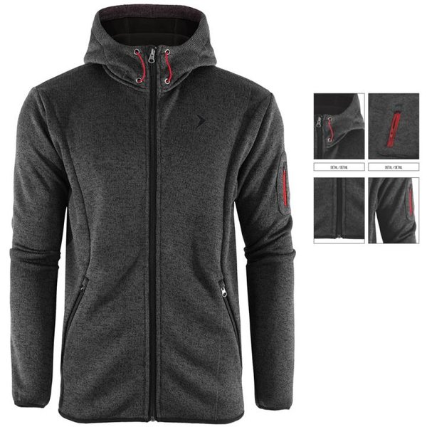 Warmy Pocket Casual - dicker Strick Hoodie für Herren - schwarz melange